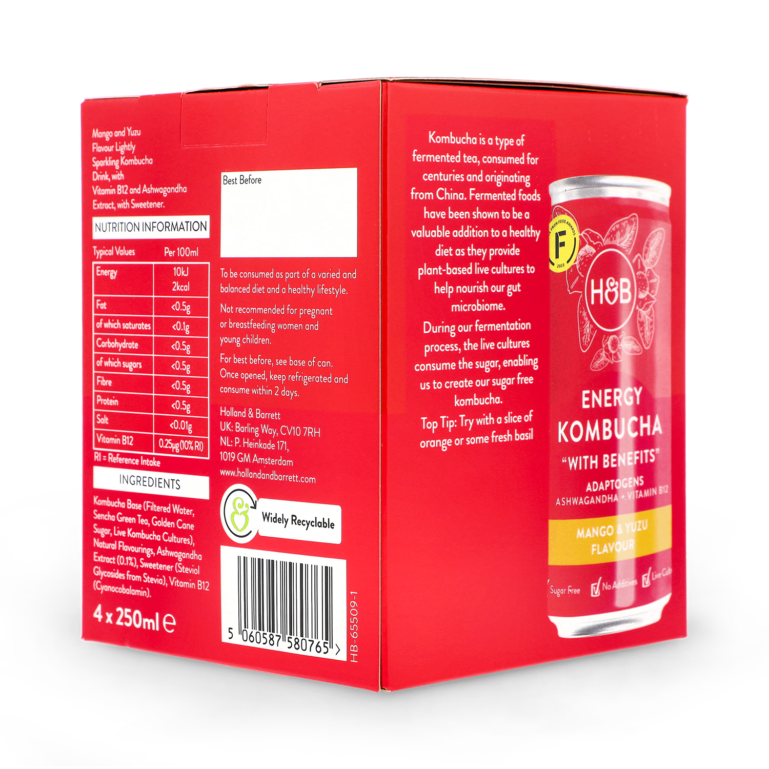 Holland Barrett Energy Kombucha 4x 250ml