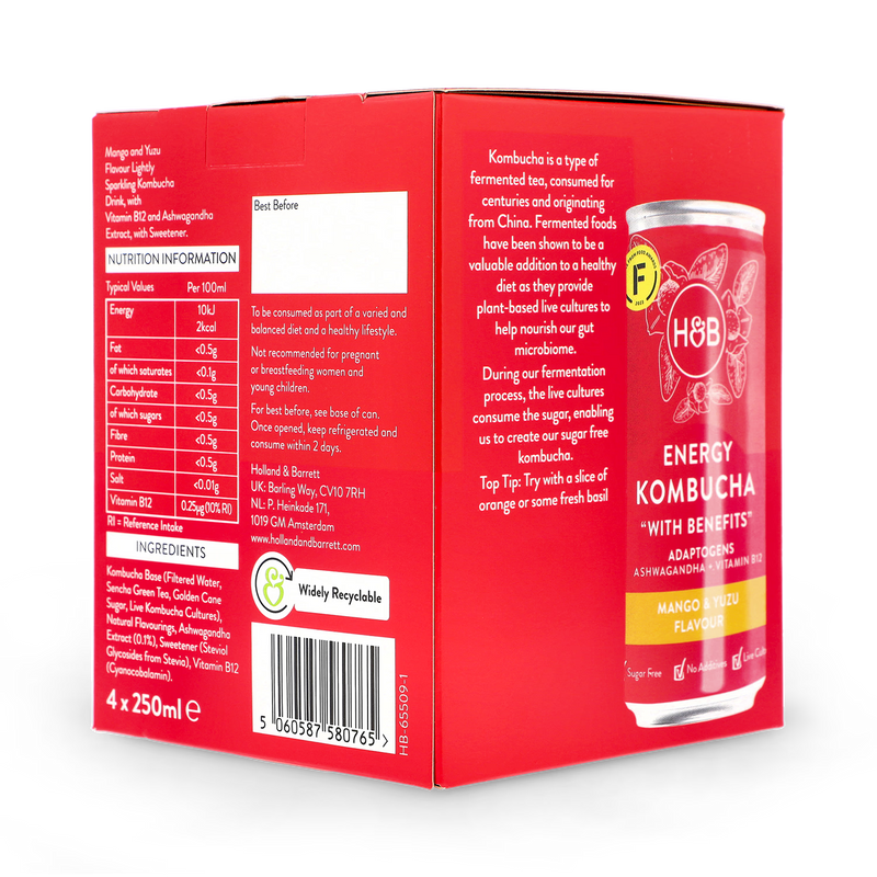 Holland Barrett Energy Kombucha 4x 250ml