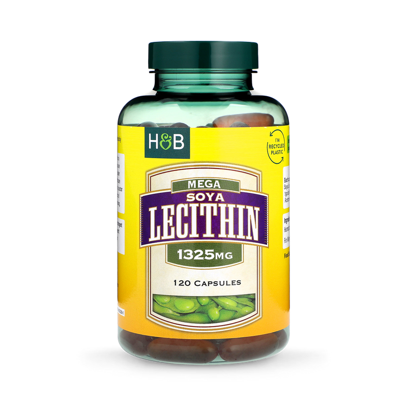 Holland Barrett Mega Soya Lecithin Fat Emulsifier 120 Capsules 1325mg
