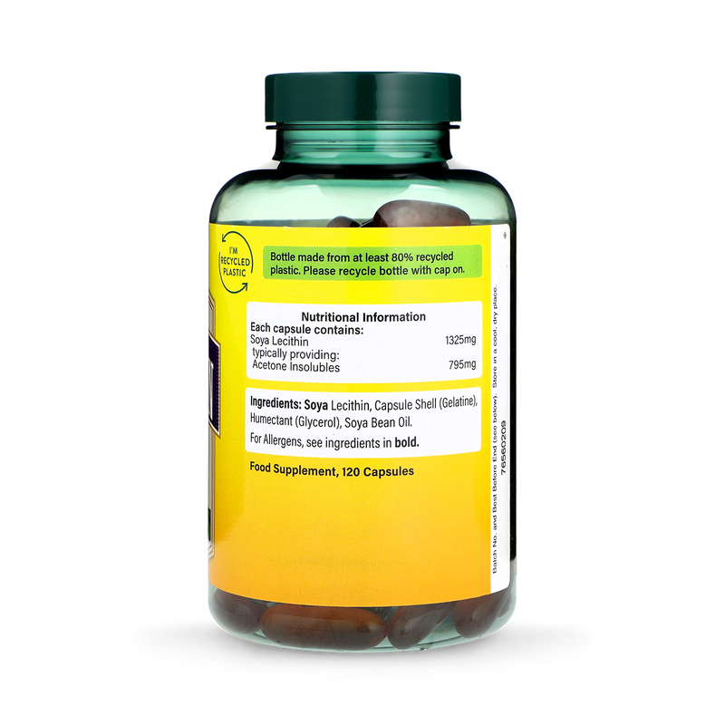 Holland Barrett Mega Soya Lecithin Fat Emulsifier 120 Capsules 1325mg