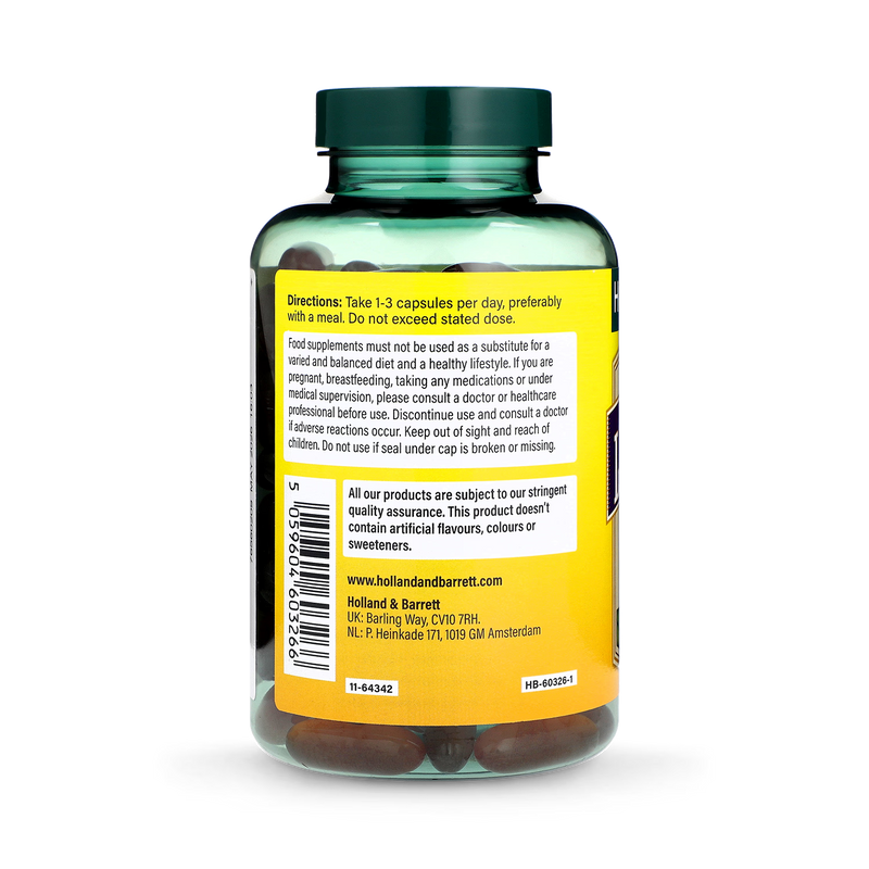 Holland Barrett Mega Soya Lecithin Fat Emulsifier 120 Capsules 1325mg