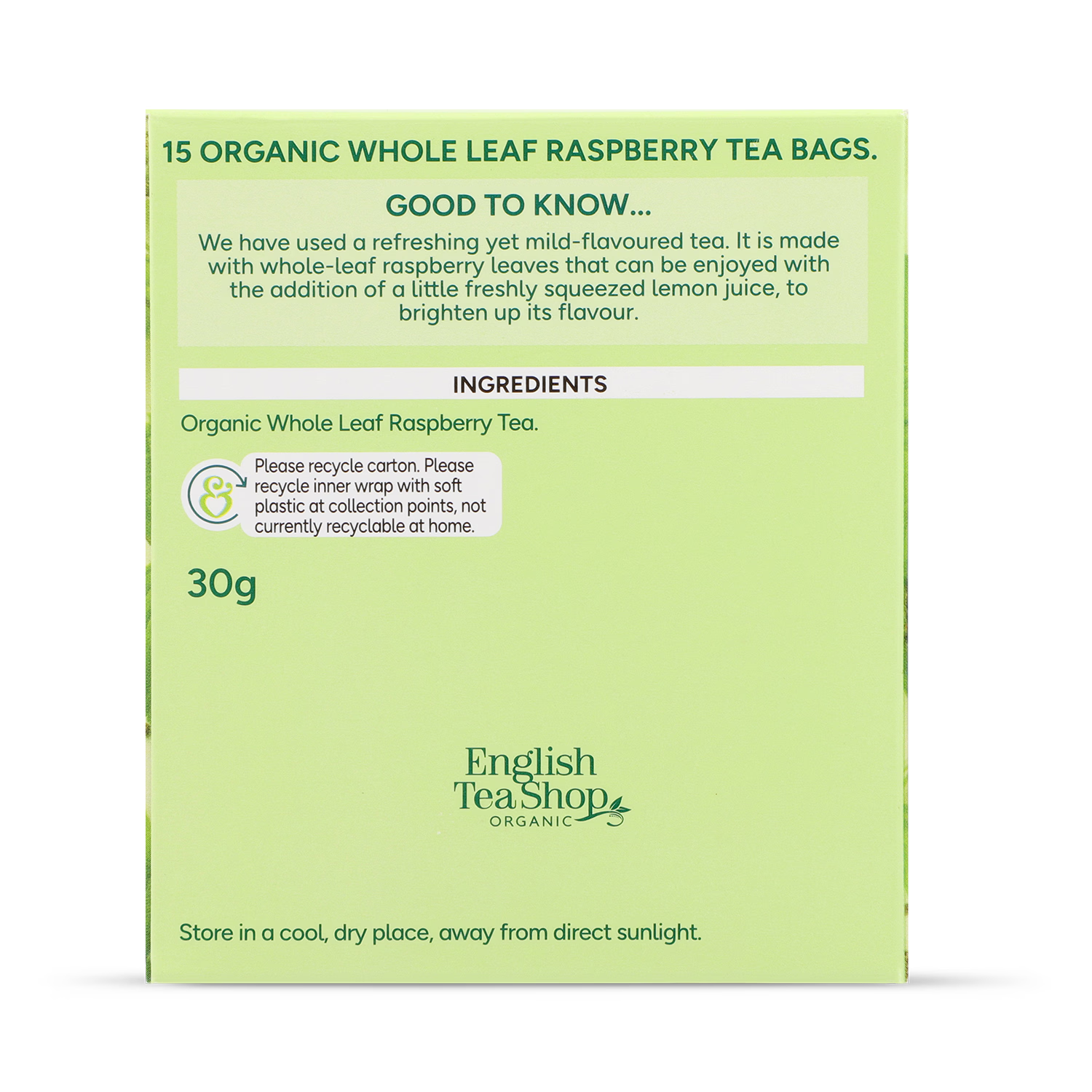 Holland Barrett Whole-Leaf Raspberry Tea 15 Tea Bags