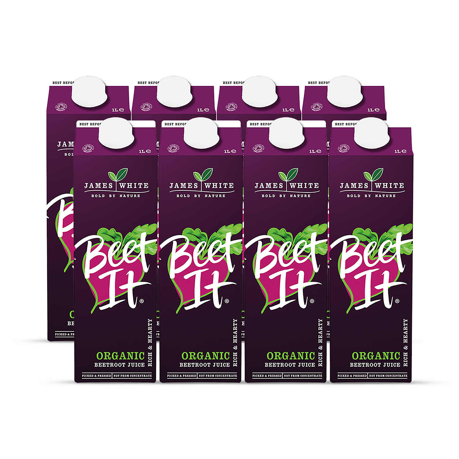 James White Drinks Beet It Organic Beetroot Juice 8x 1L