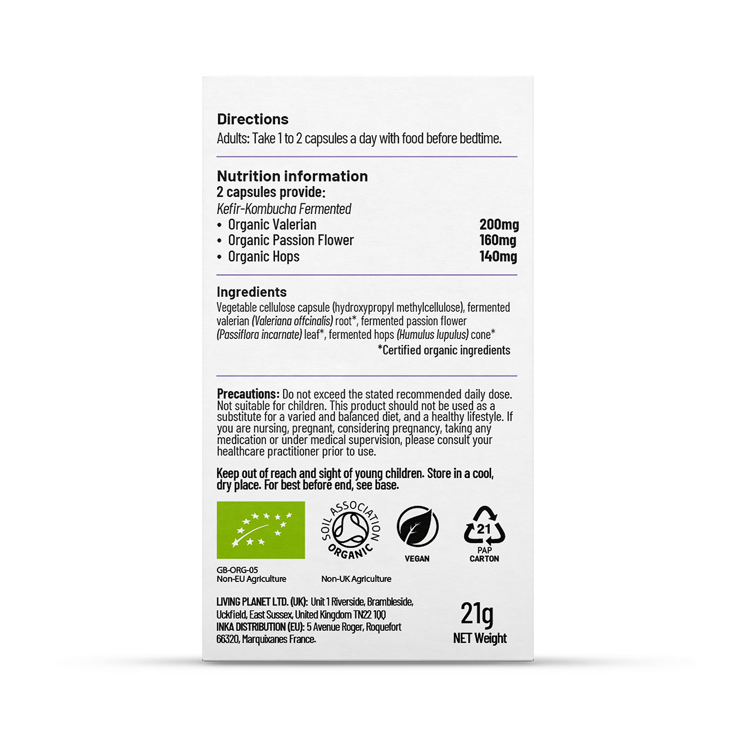 Living Nutrition Organic Fermented Night Time 60 Capsules