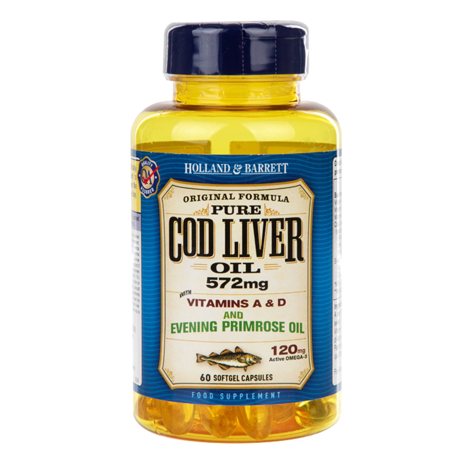 Holland Barrett Cod Liver Oil with Evening Primrose 60 Softgel Capsules 500mg