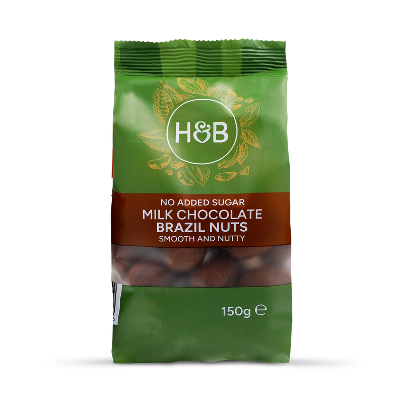 Holland Barrett No Added Sugar Milk Chocolate Brazil Nuts 150g