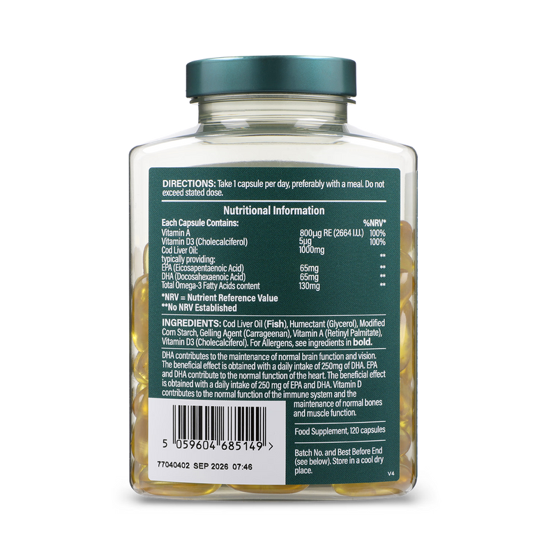 Holland Barrett Pure Cod Liver Oil 1000mg 120 Capsules