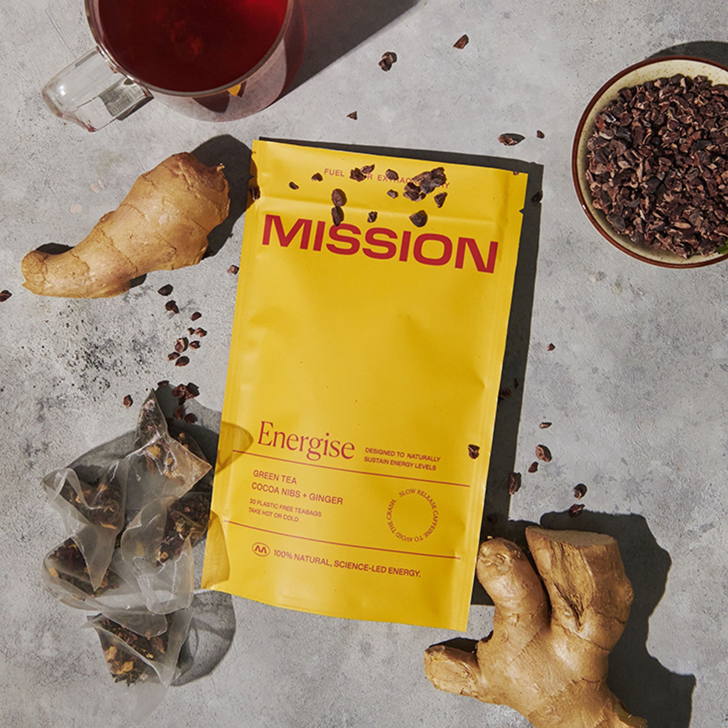 Green Tea with Cocoa Nibs and Ginger 30 Tea Bags