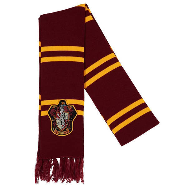 Acrylic Winter Scarf with Knitted Crest and Striped Design