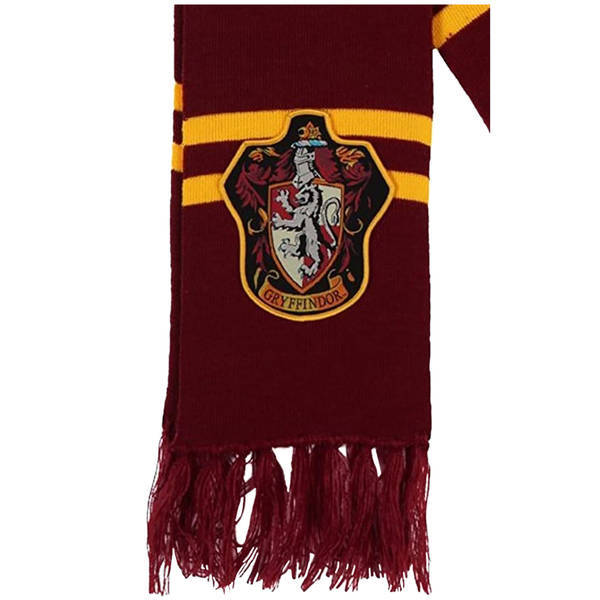 Acrylic Winter Scarf with Knitted Crest and Striped Design