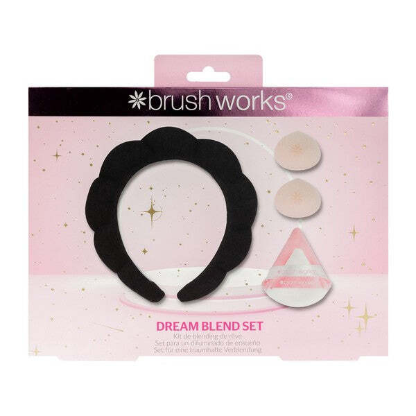 Makeup Application Set with Cloud Headband, Blending Sponges, and Powder Puffs (Black)