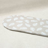 Oval Baby Changing Mat with Palm Bay Leaf Print in Greige