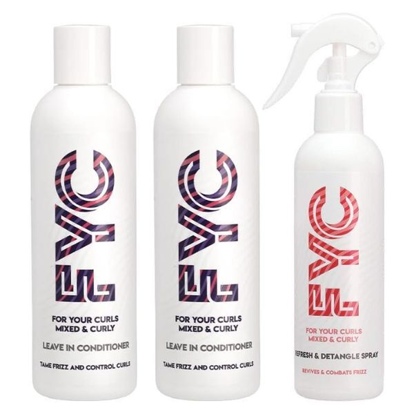 Moisturizing Leave-In Conditioner and Detangle Spray Bundle for Curly Hair, 3 x 250ml