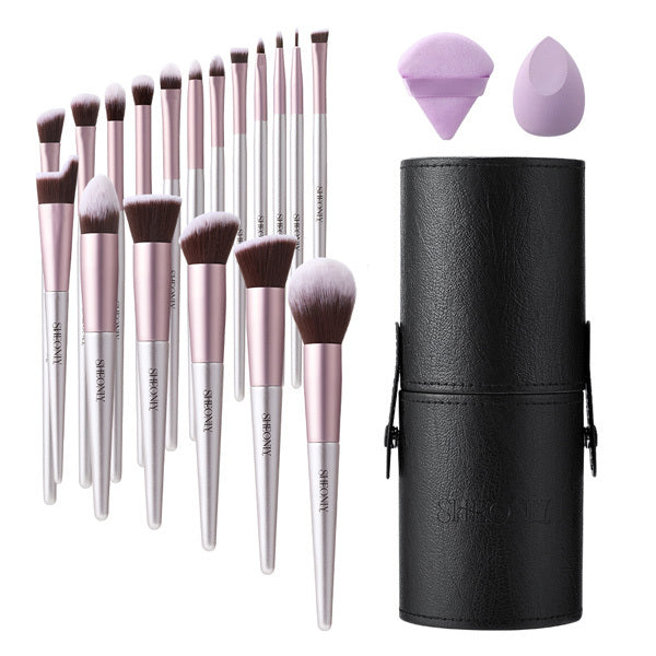 18-Piece Professional Makeup Brush Set with Storage Accessories