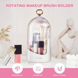 Rotating Cosmetic Brush Holder with Transparent Dust Cover