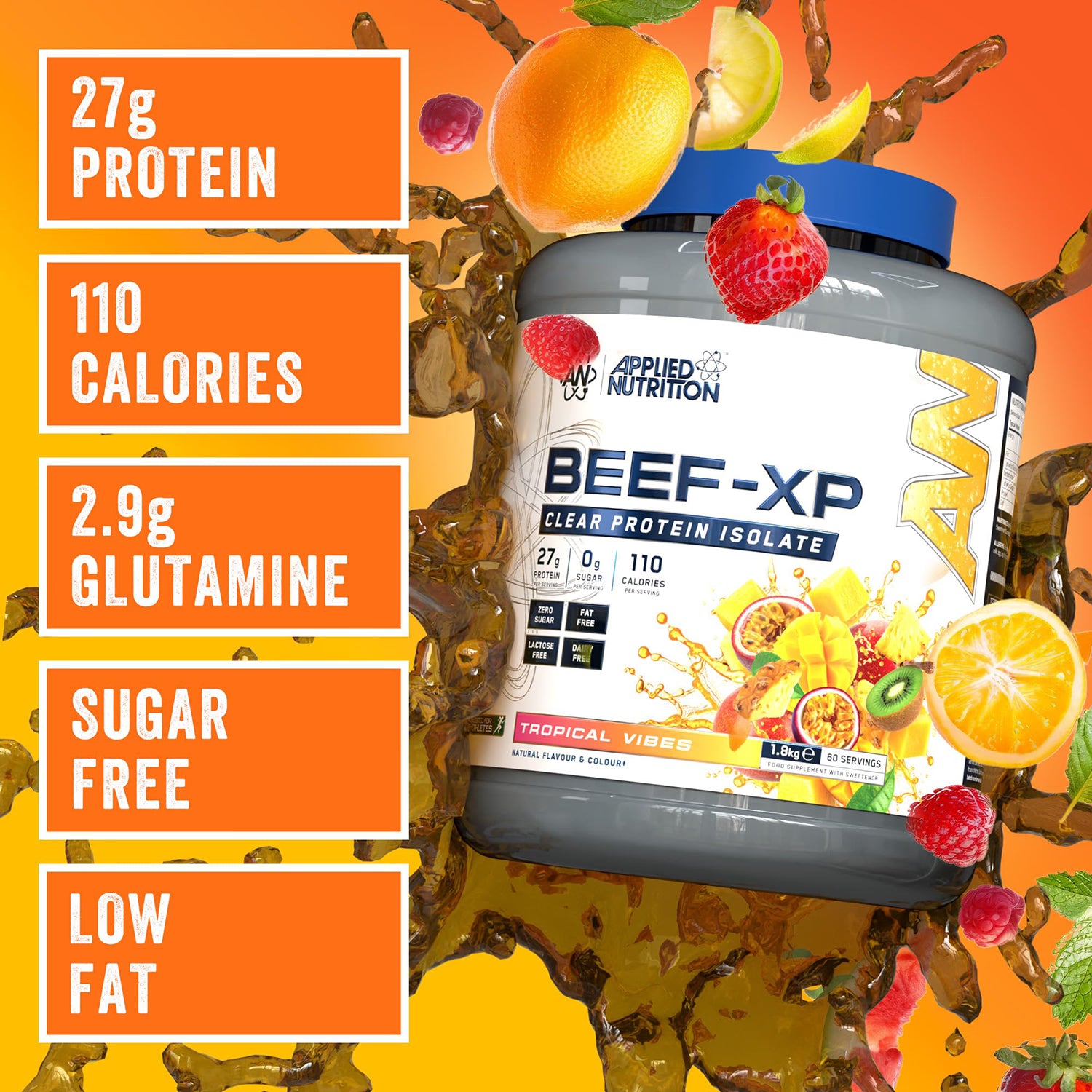 Dairy-Free Beef Protein Isolate Powder Tropical Vibes 1.8KG