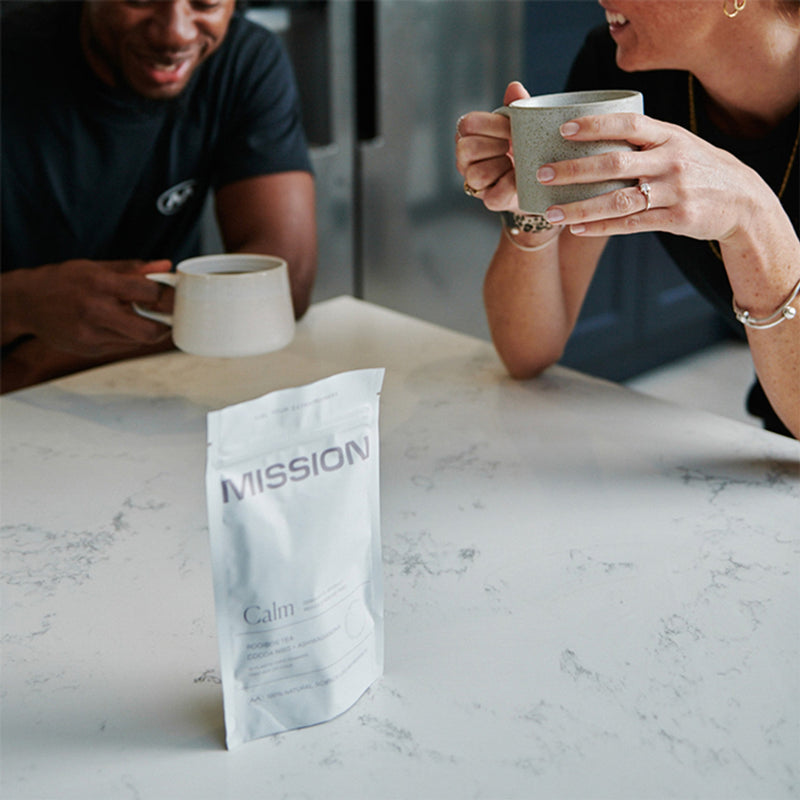Calming Rooibos Tea Blend with Cocoa Nibs and Ashwagandha, 30 Plastic-Free Pyramid Teabags