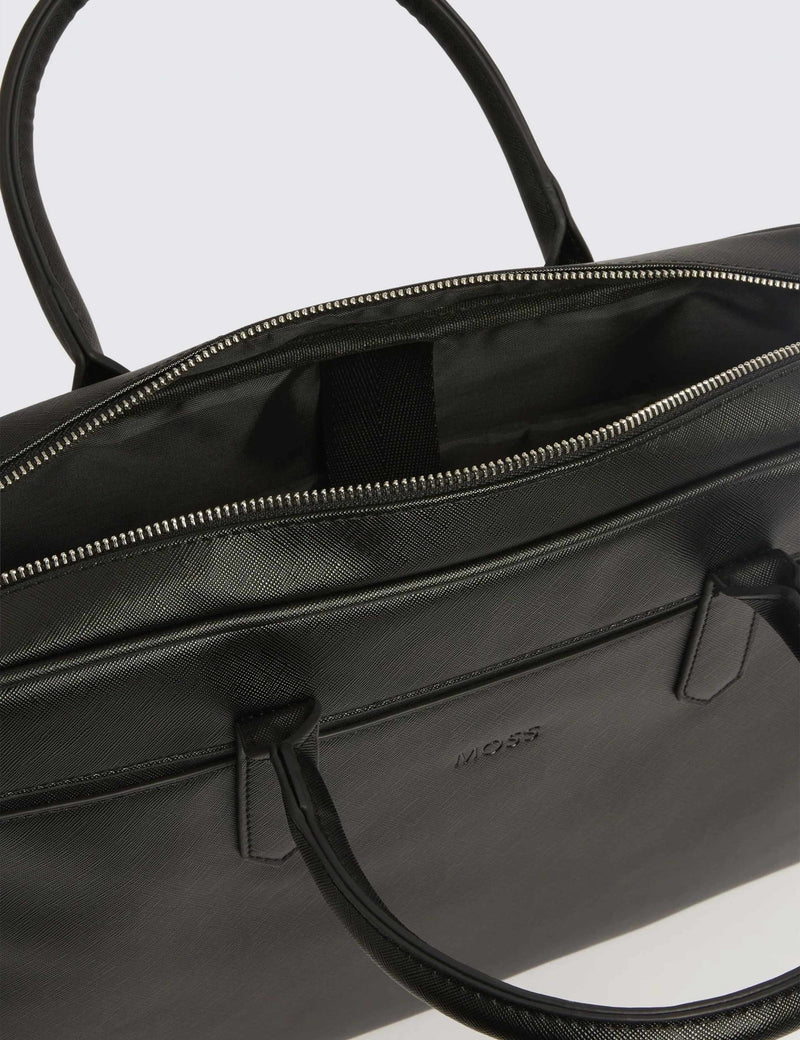 Moss Saffiano briefcase faux leather 86x253mm, imported from the UK