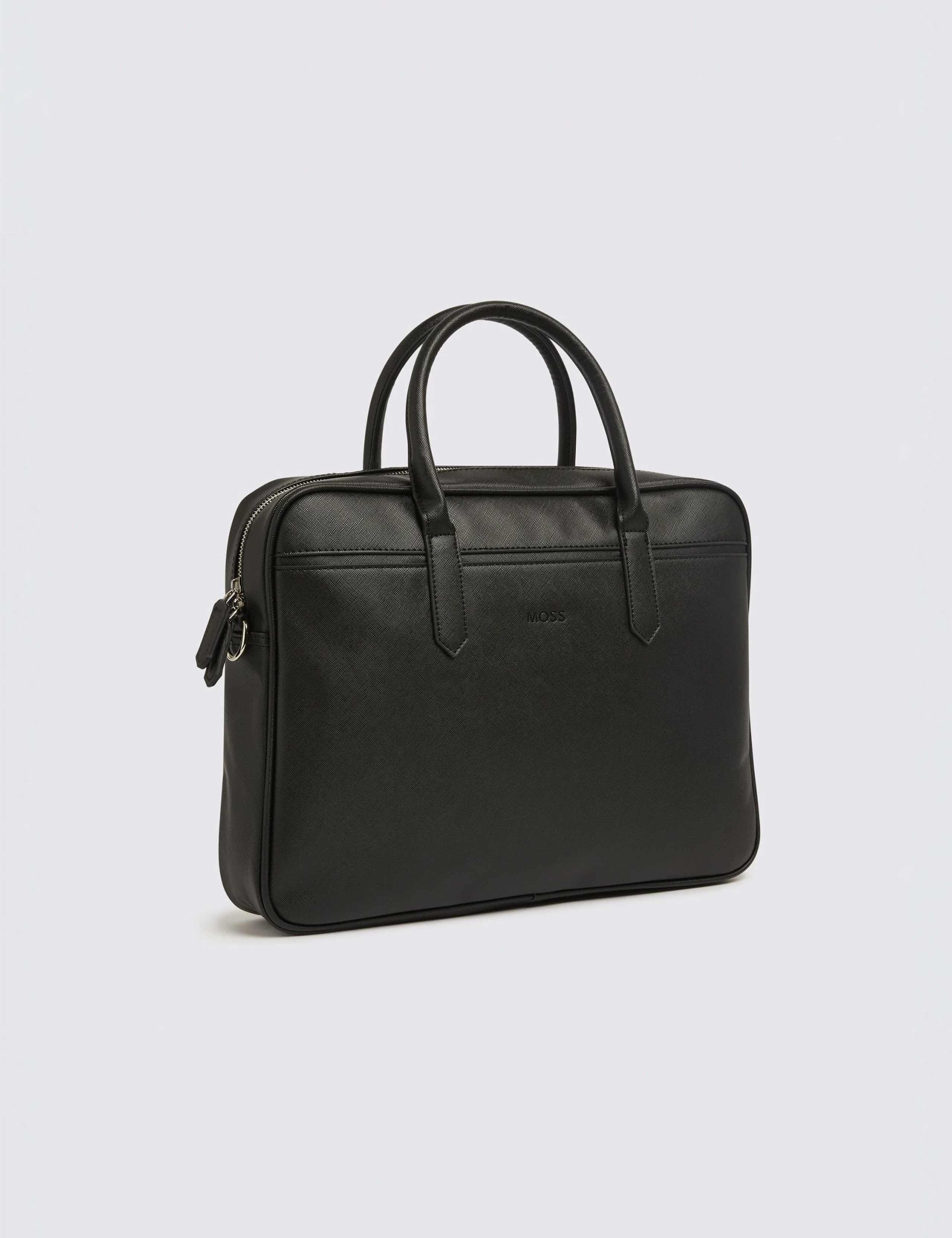 Moss Saffiano briefcase faux leather 86x253mm, imported from the UK