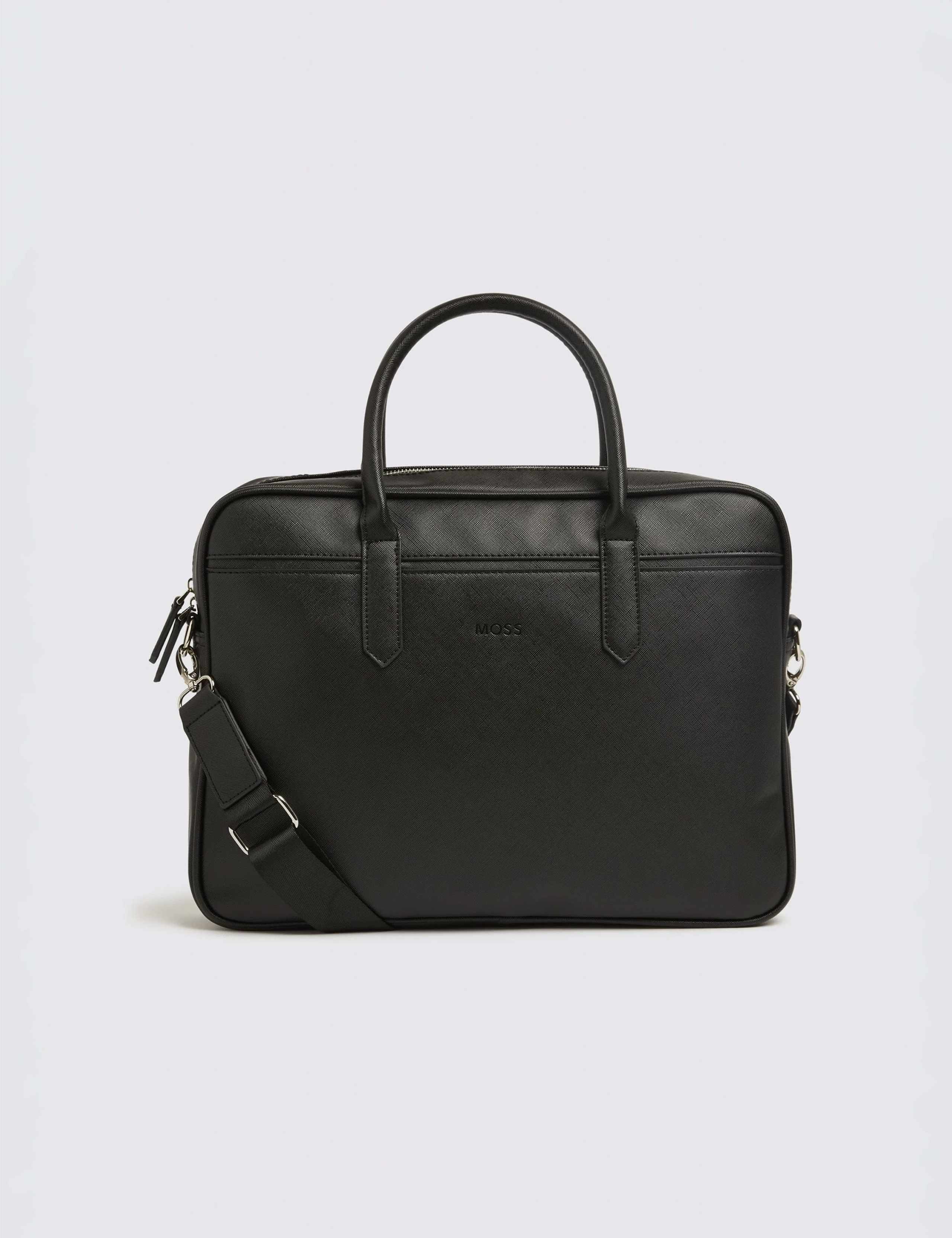 Moss Saffiano briefcase faux leather 86x253mm, imported from the UK