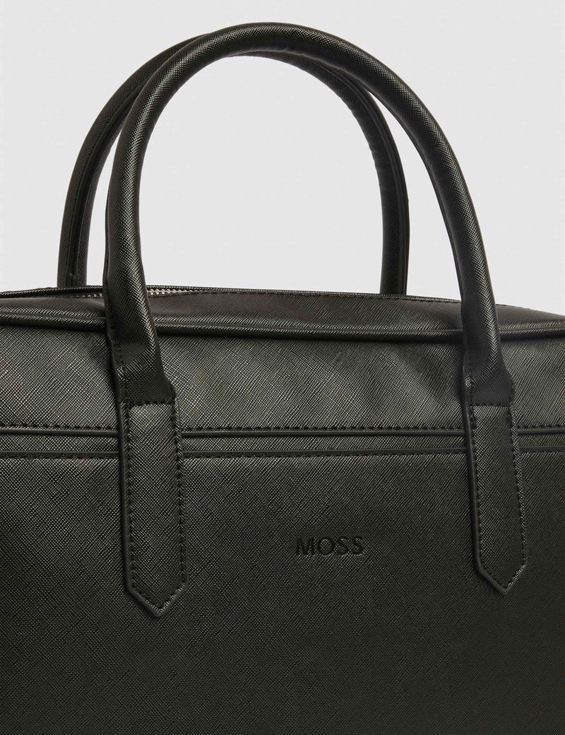 Moss Saffiano briefcase faux leather 86x253mm, imported from the UK