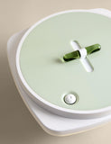 Salad spinner with one-handed sliding design, imported from the UK