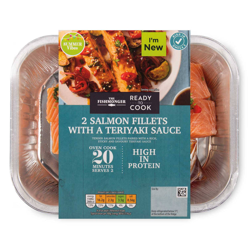 Salmon in teriyaki sauce ready-to-heat meal (British brand)