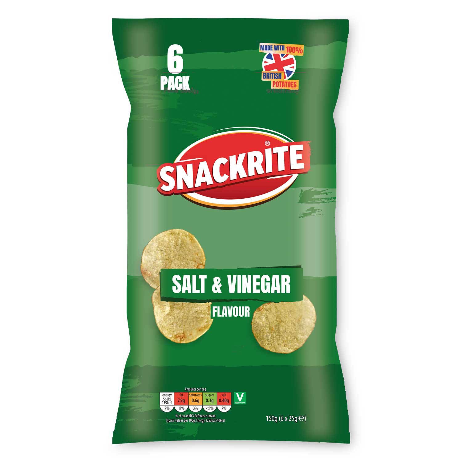 Classic salt and vinegar crisps 6 pack - British product