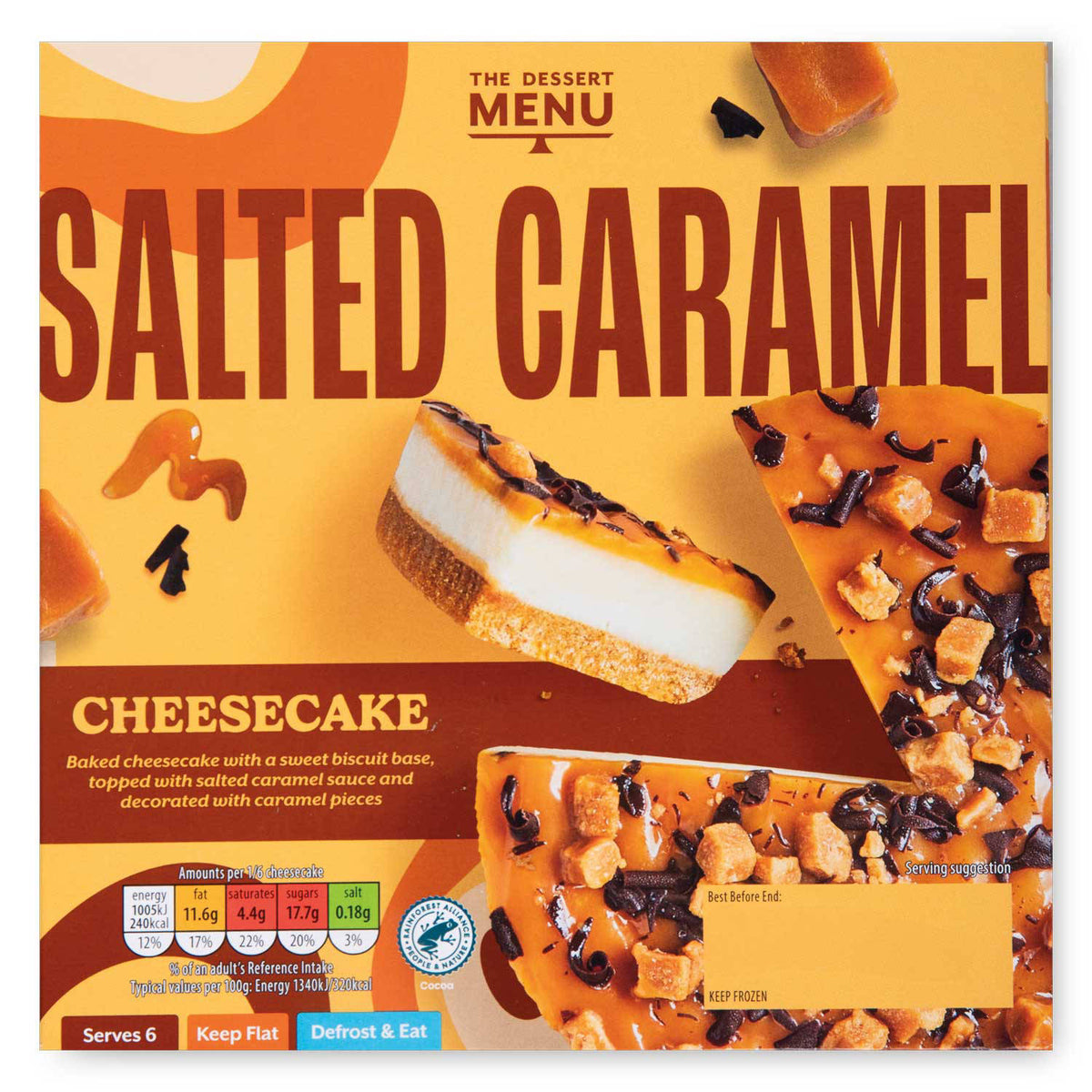 Salted caramel baked cheesecake 450g with biscuit base - British product