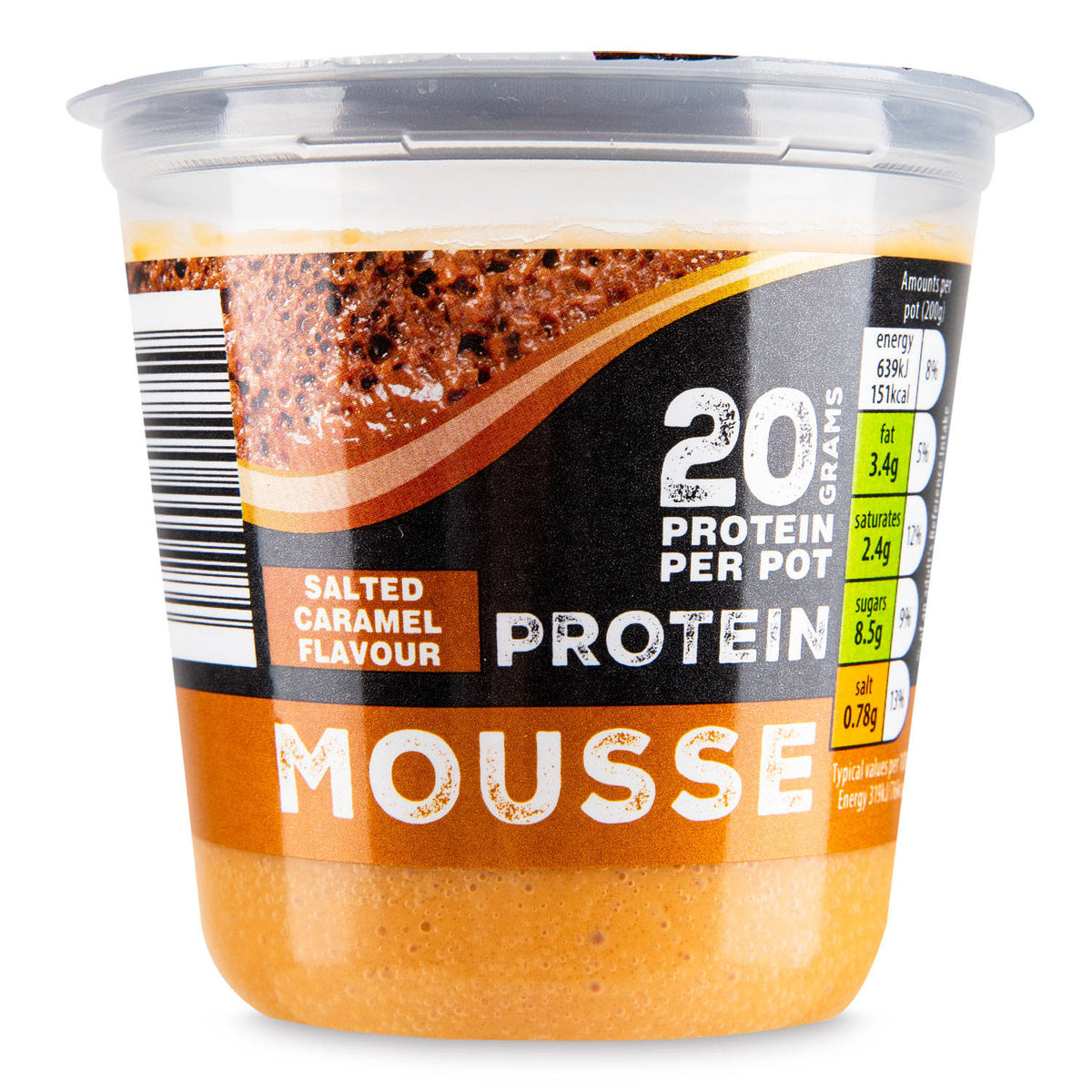 Salted caramel protein mousse dessert (British brand)