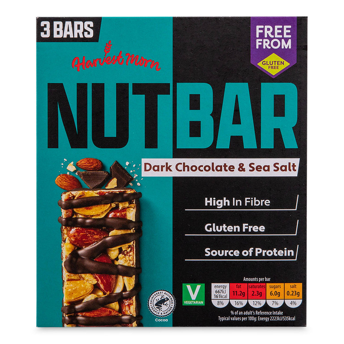 Salted chocolate nut bars 3 pack, imported from the UK