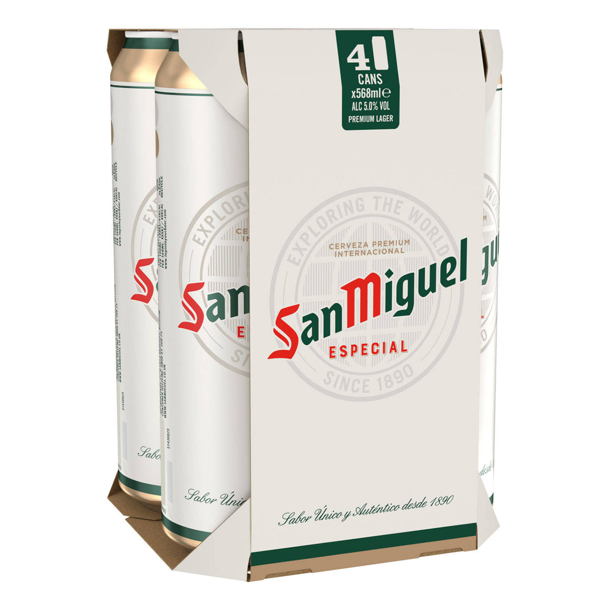 San Miguel Especial lager beer 4 pack, imported from the UK