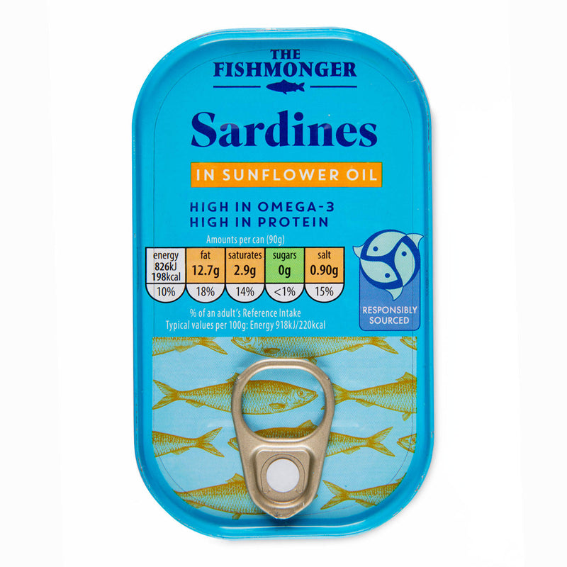 Sardines in sunflower oil canned fish - British product