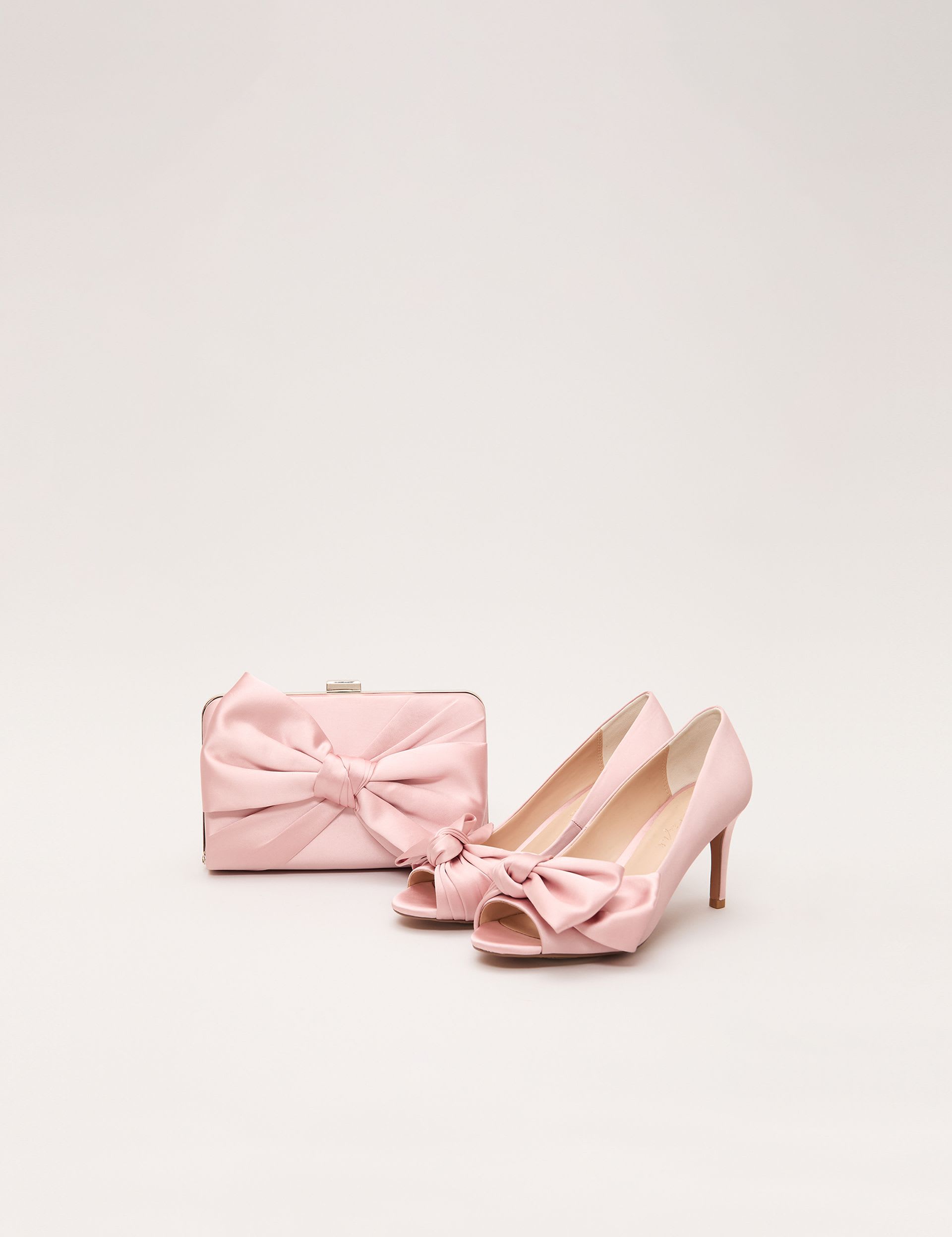 Phase Eight satin bow chain strap clutch bag, UK version