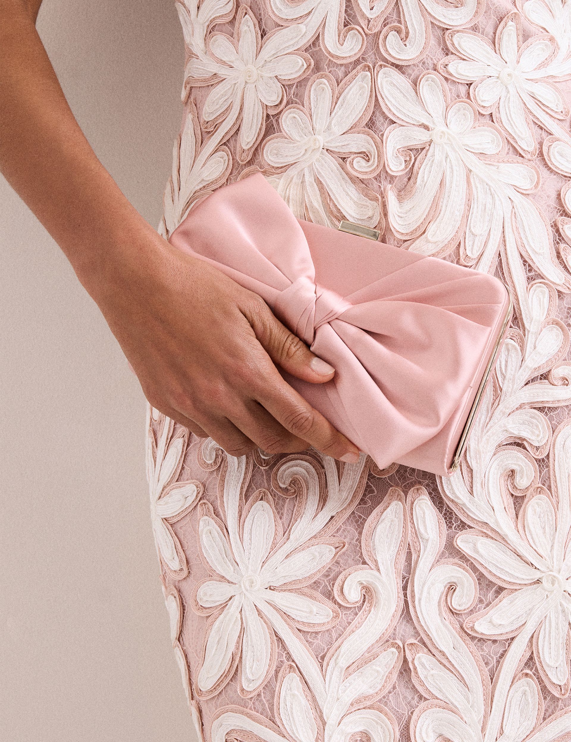 Phase Eight satin bow chain strap clutch bag, UK version