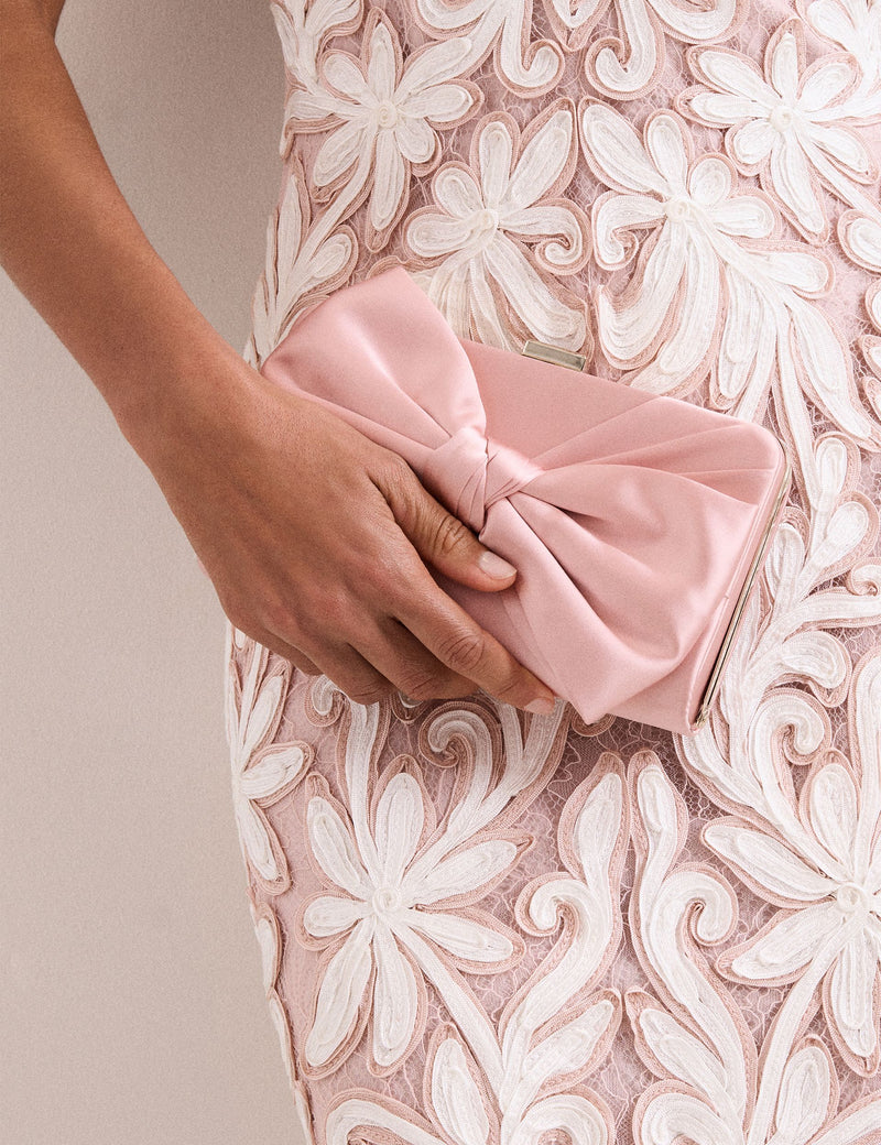 Phase Eight satin bow chain strap clutch bag, UK version