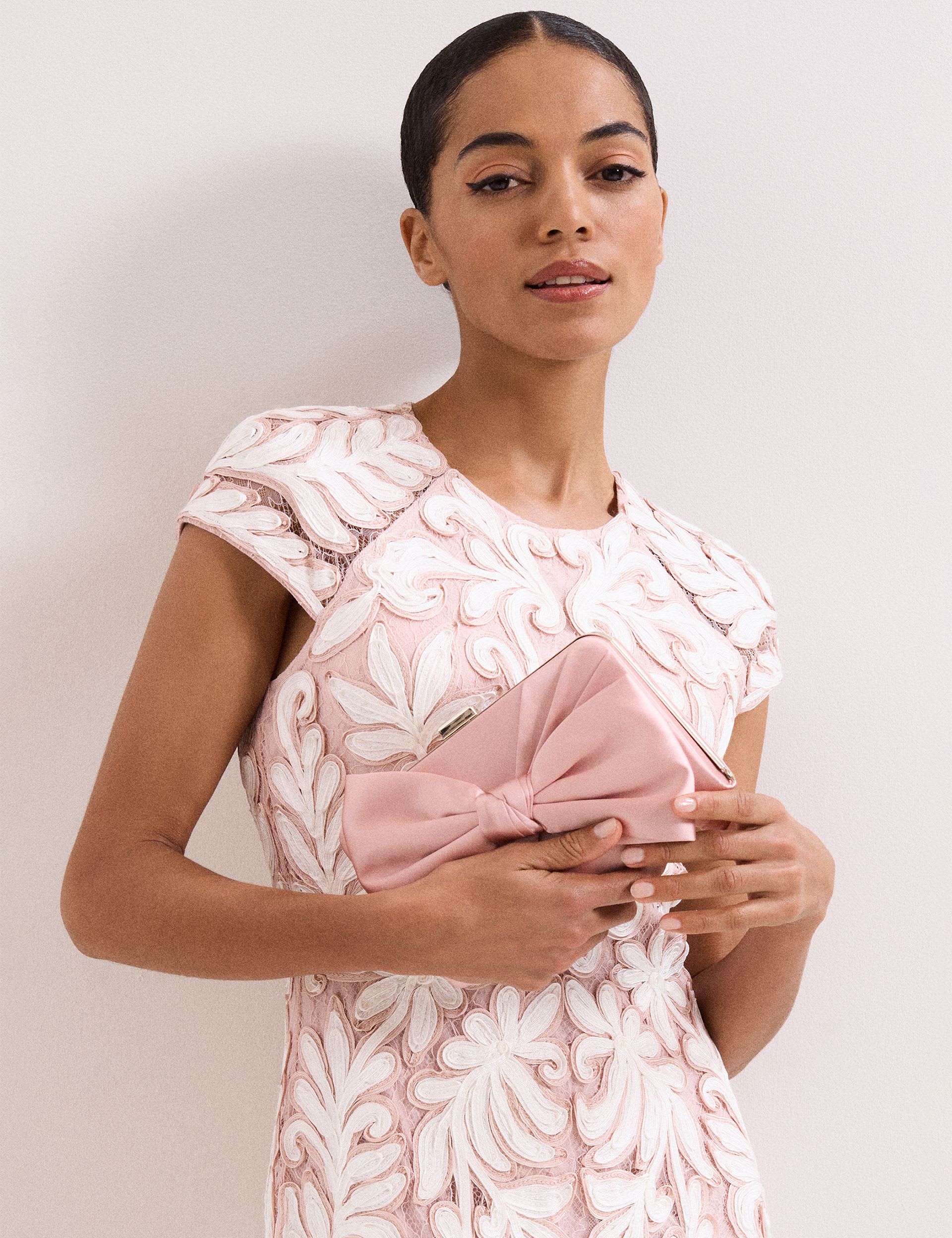 Phase Eight satin bow chain strap clutch bag, UK version