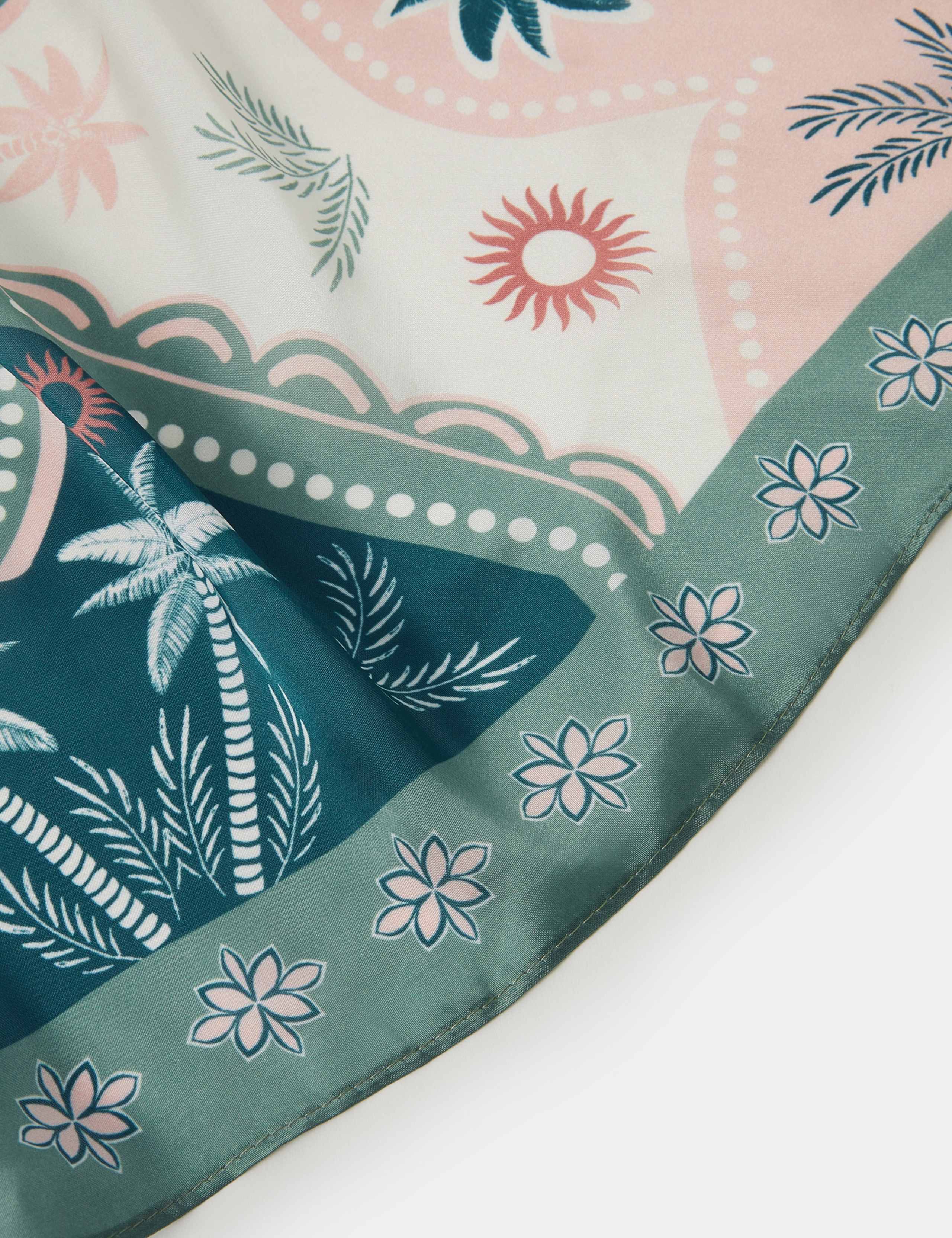 Accessorize satin square scarf with palm print, imported from the UK