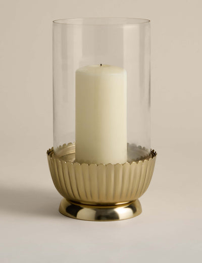 M&S Scallop Metal Hurricane Candle Holder- Buy online at McGrocer