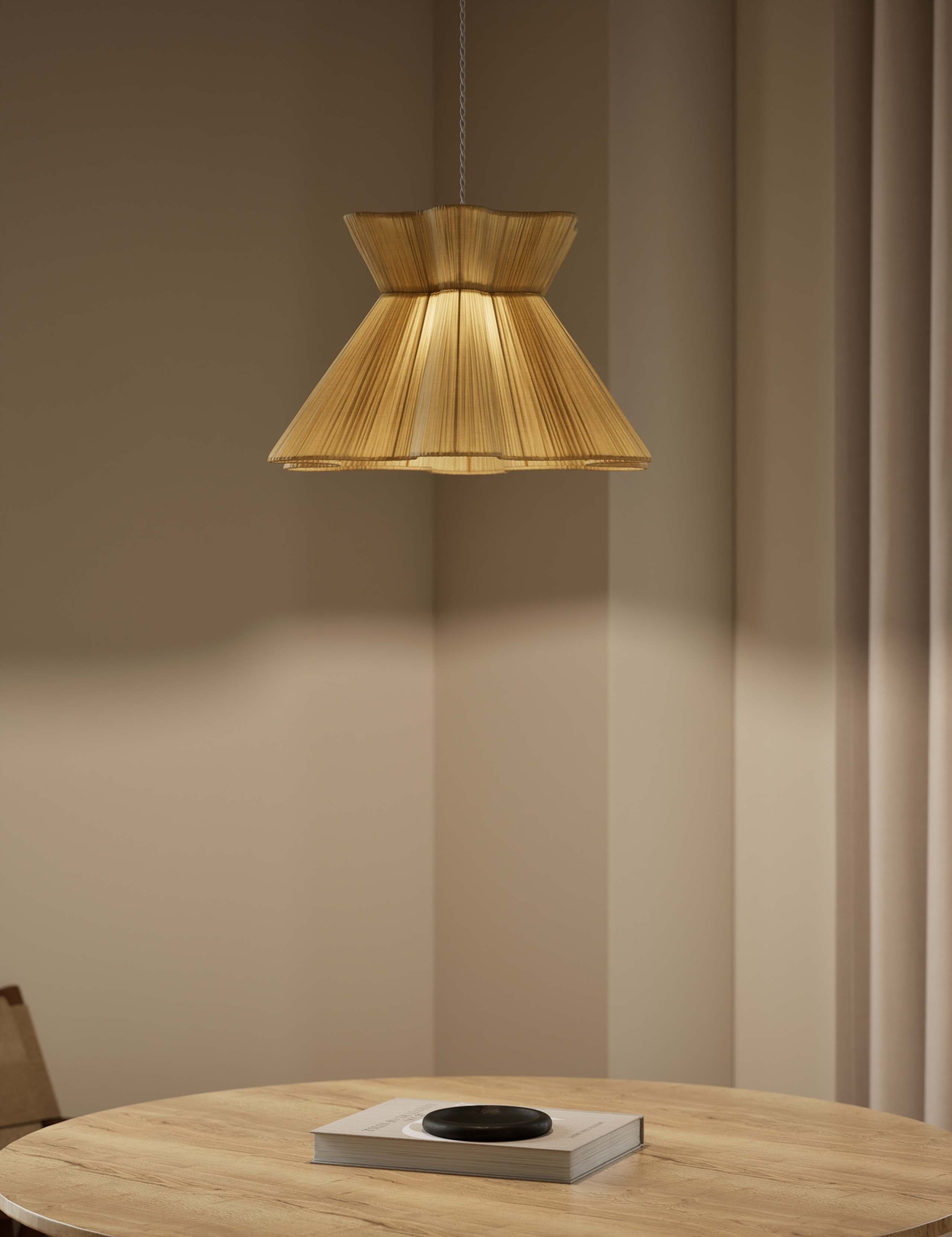 Scallop pleated fabric ceiling lamp shade, imported from the UK
