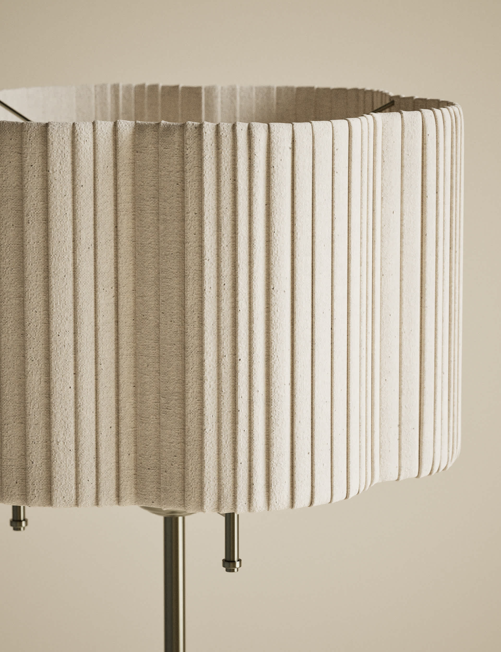 Scallop pleated shade brass base floor lamp (British brand)