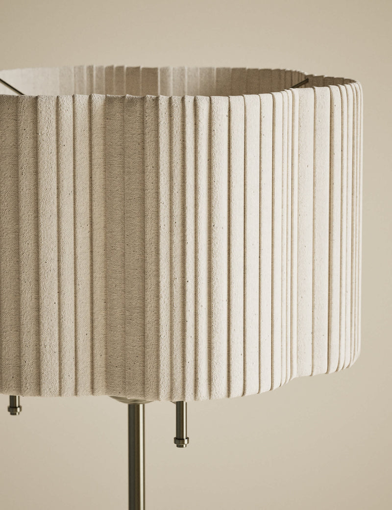 Scallop pleated shade brass base floor lamp (British brand)