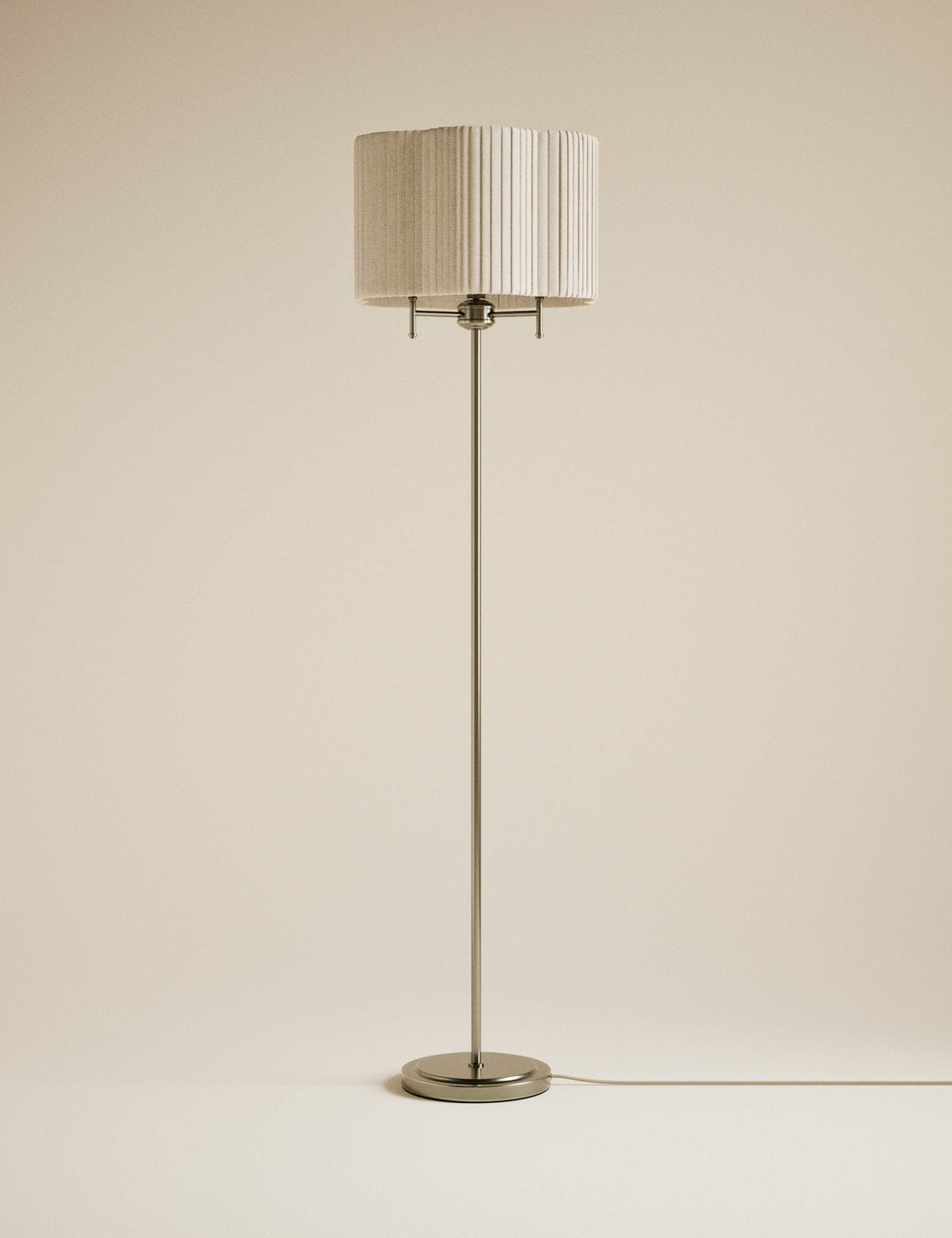 Scallop pleated shade brass base floor lamp (British brand)