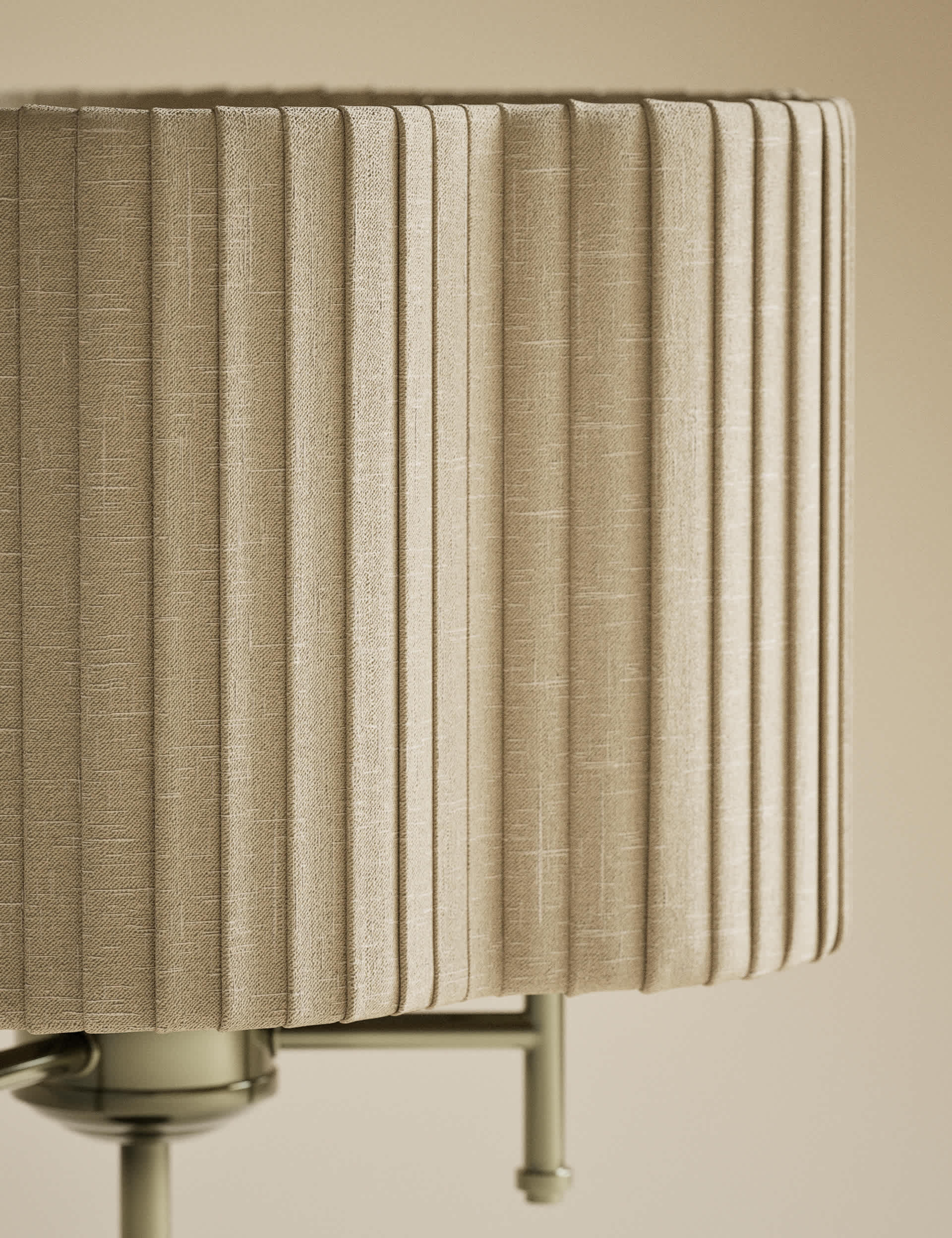 Scallop pleated shade brass base table lamp, imported from the UK