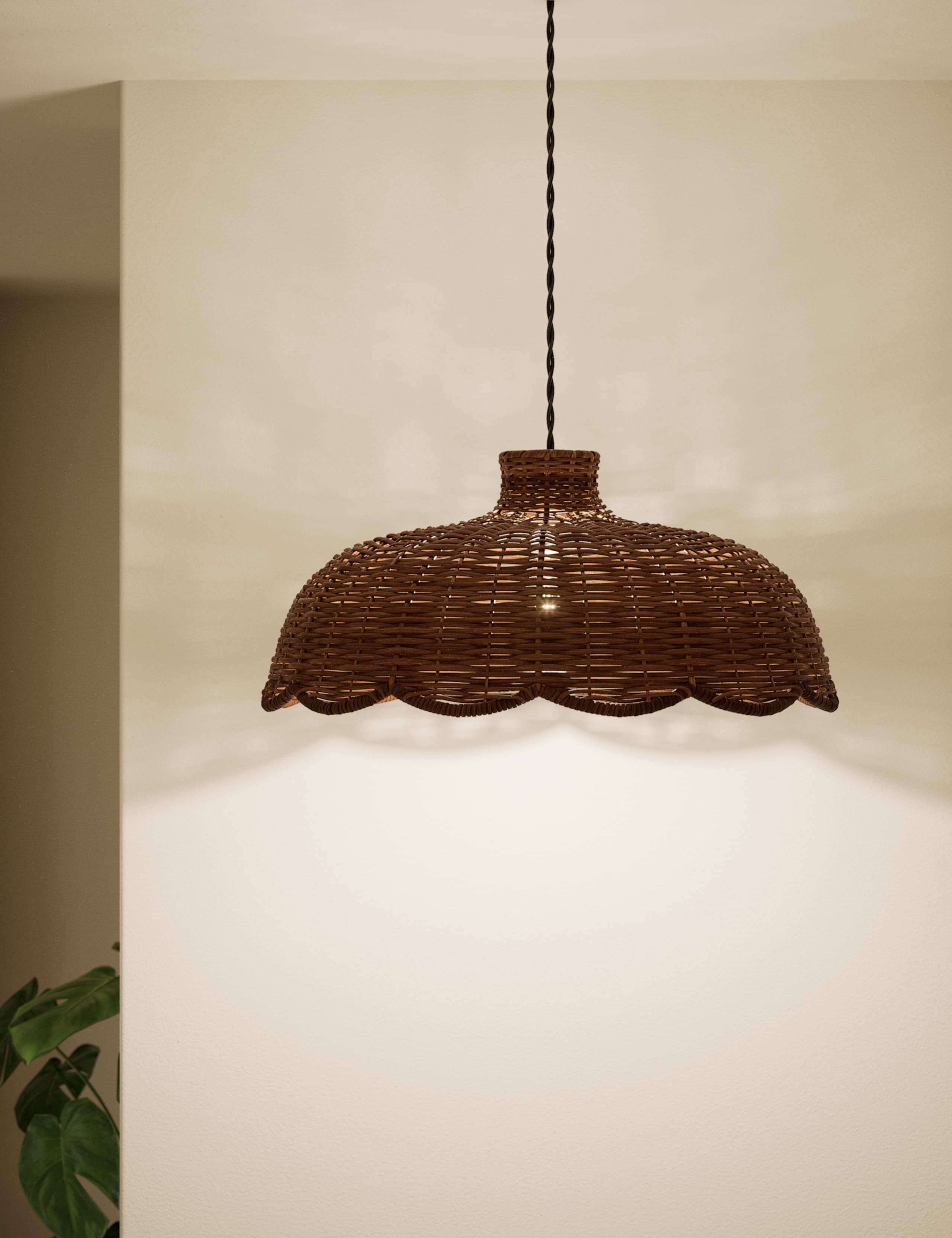 Scallop rattan shade 180cm tall, imported from the UK