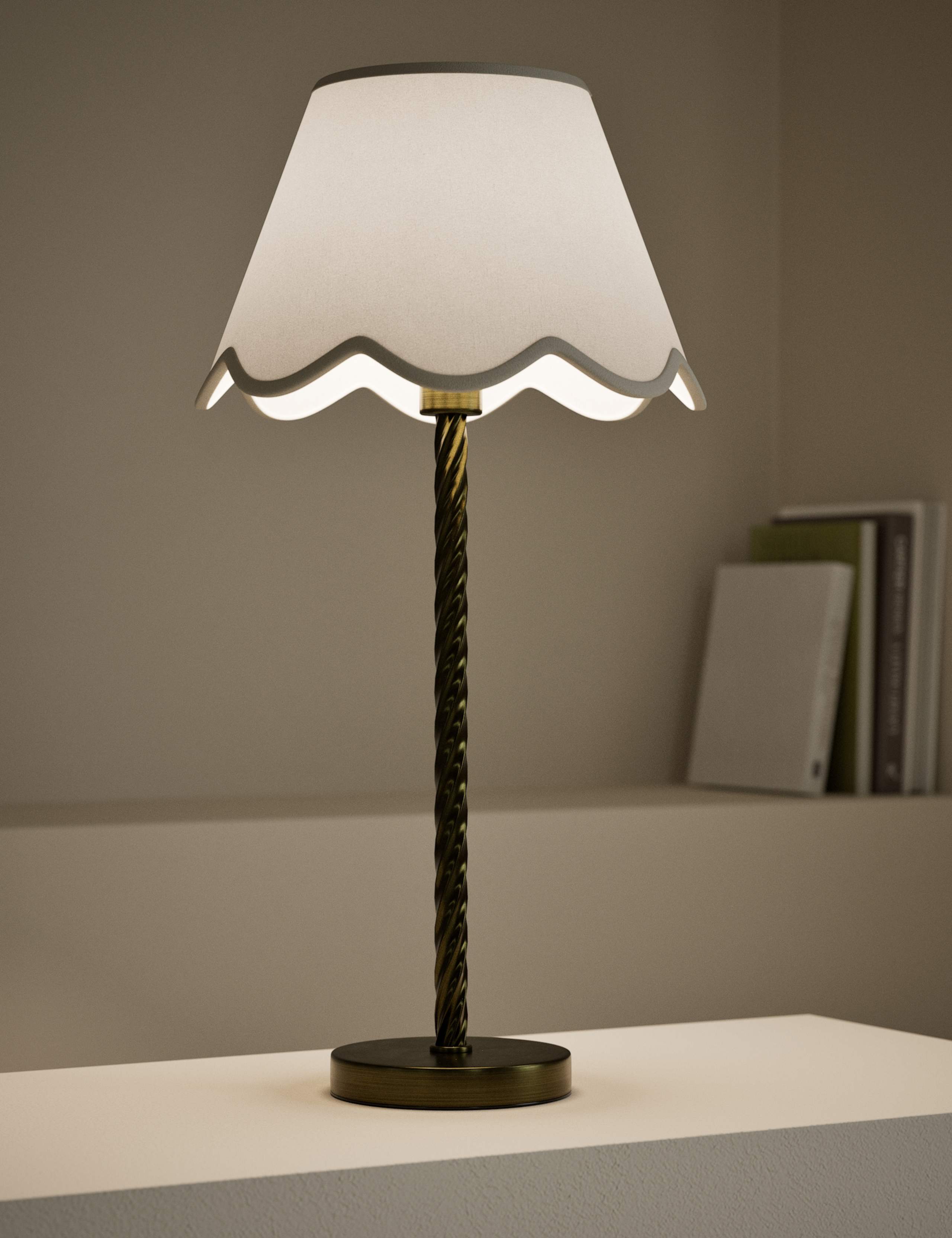 Scallop trim lamp shade 16cm height conical fabric - British product
