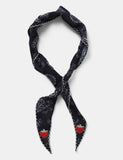Scallop edge Paisley scarf with strawberry patches (British brand)