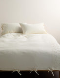 Schiffli embroidered panel bedding set with linen cotton blend, UK version