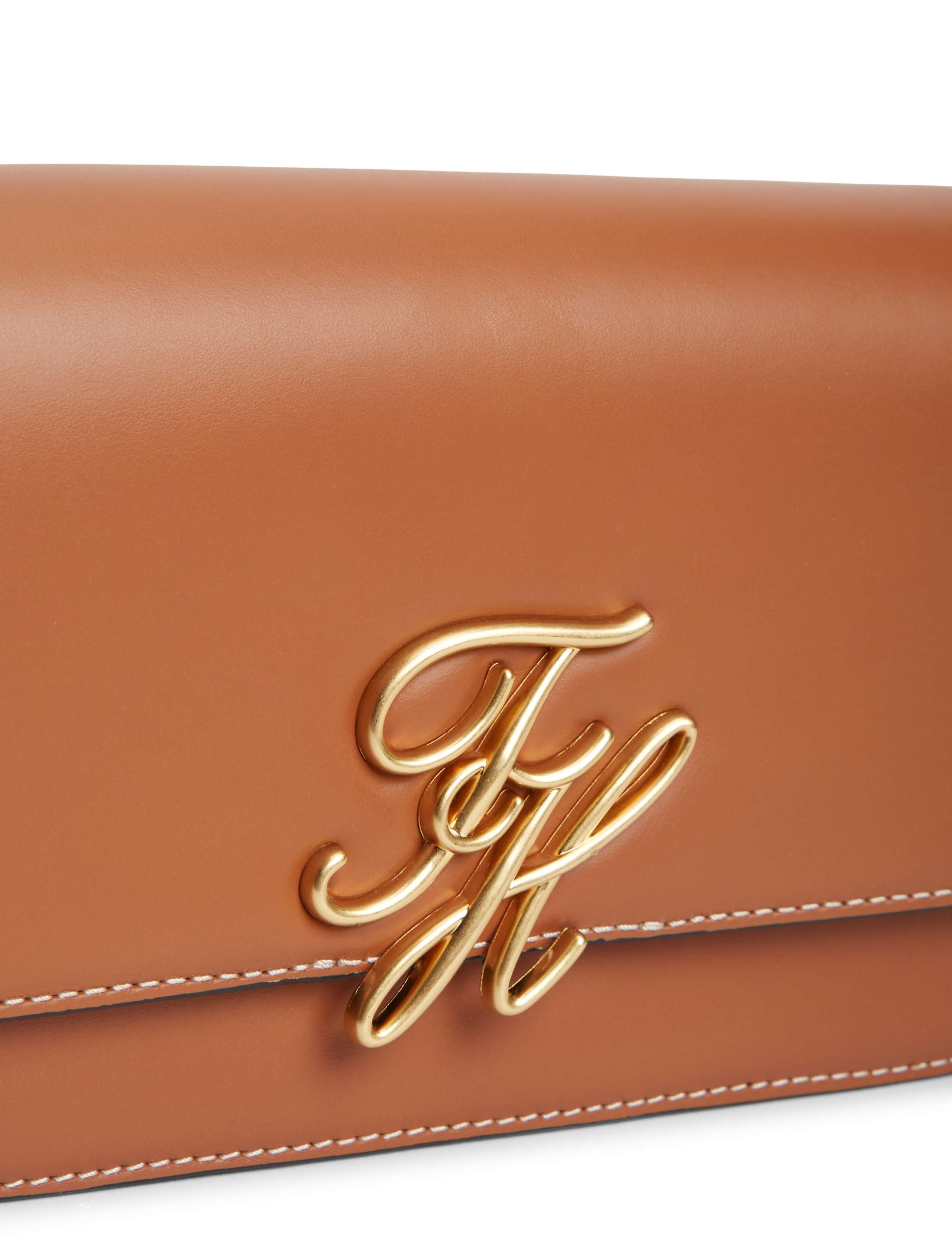 Tommy Hilfiger Script Leather cross body bag, imported from the UK