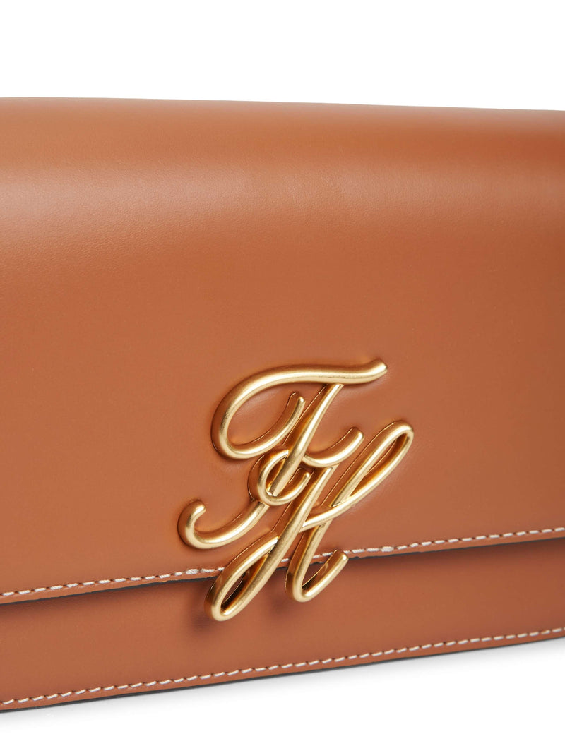 Tommy Hilfiger Script Leather cross body bag, imported from the UK